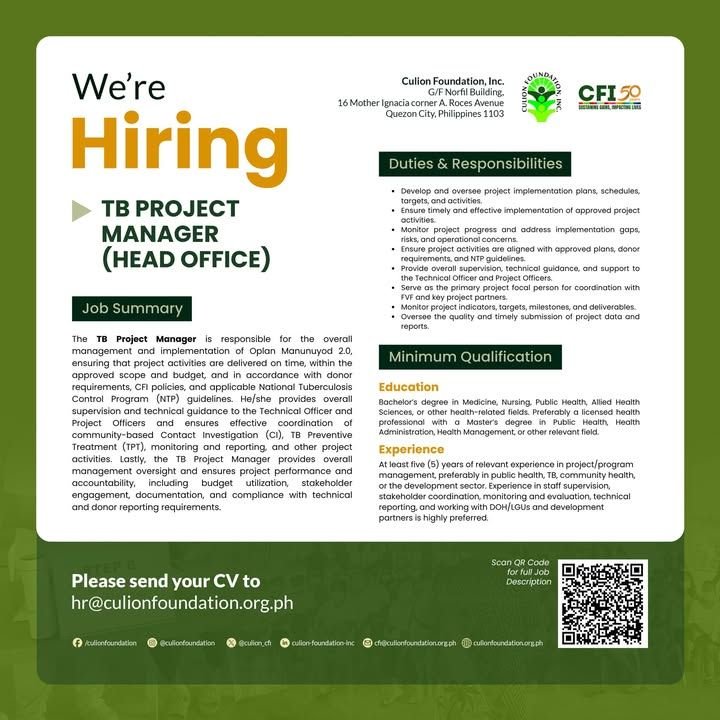 CFI is Looking for a TB Project Manager
