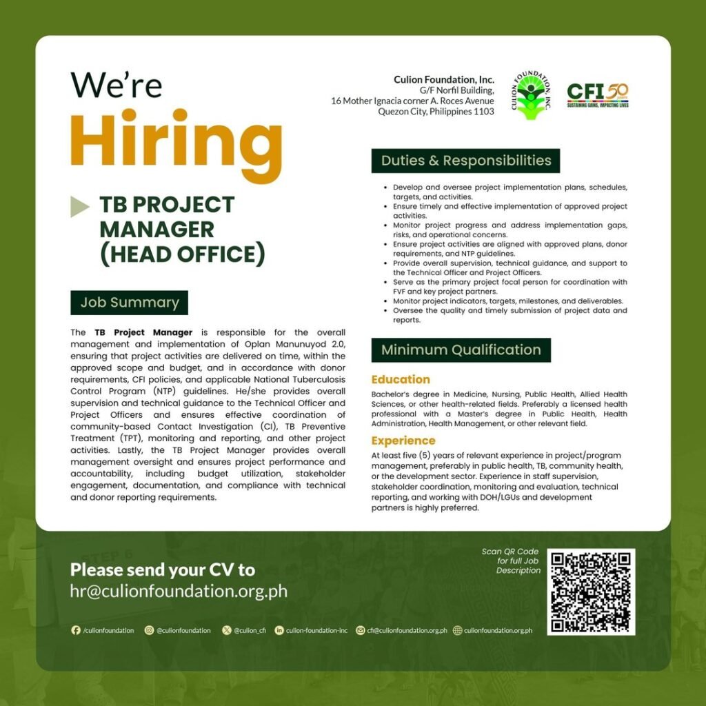 TB Project Manager (Head Office)